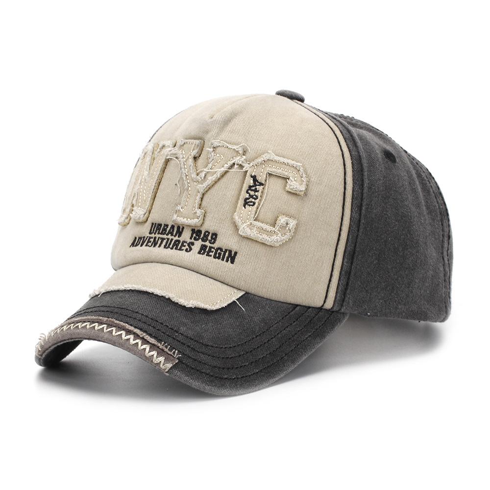 European and American men's and women's outdoor peaked cap with vintage letter patches and personalized visor cap