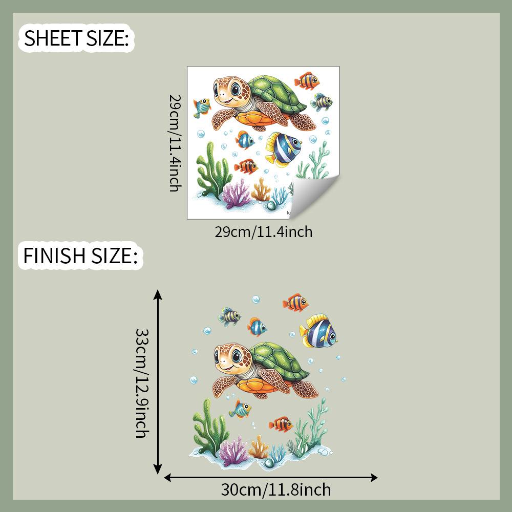 

Мультяшный подводный мир Морские черепахи Коралловые рыбы Наклейки для ванной туалета и украшения дома 29*29CM/fun-m241
