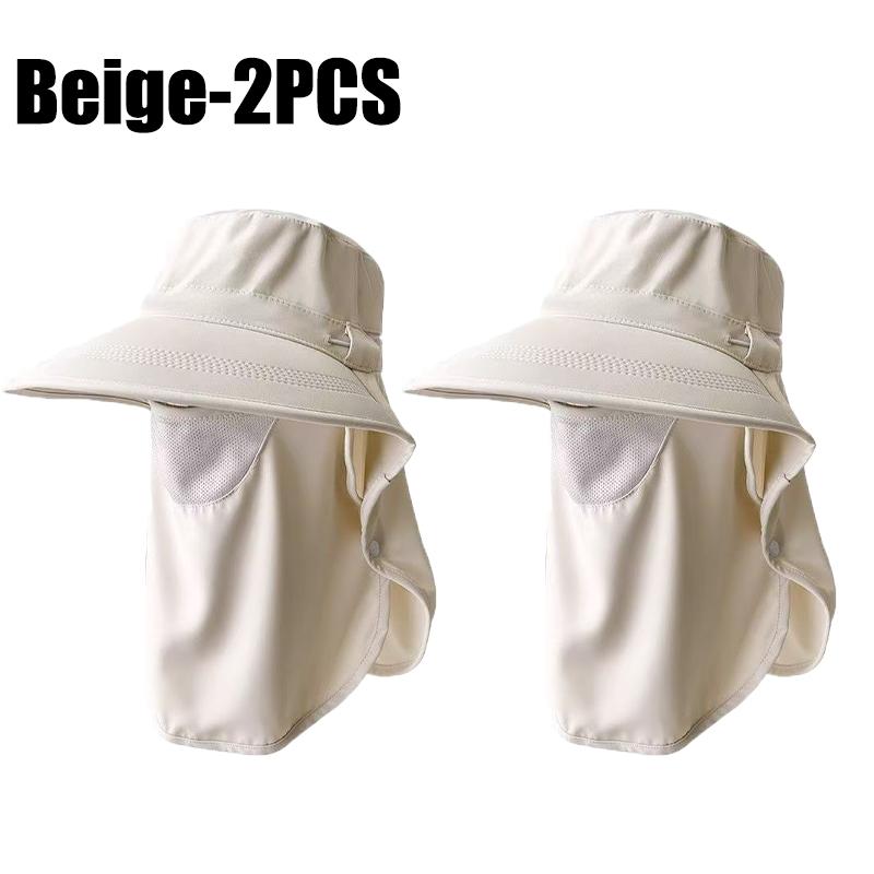 Summer Wide Brim Sun Hat UV Protection Breathable with Face Mask Neck Flap for Outdoor Fishing Hiking Cycling Wide Brim Cap