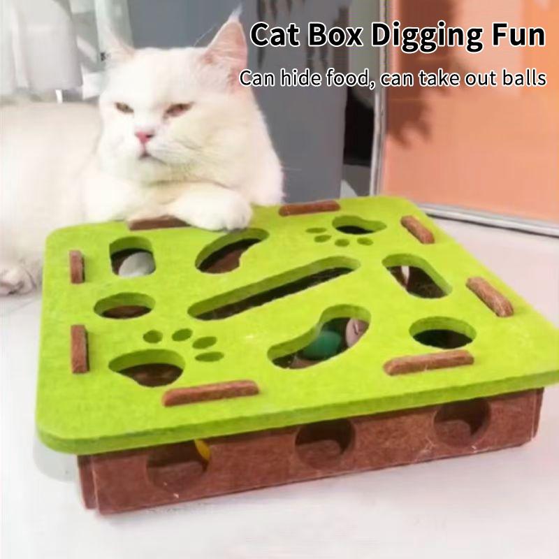 1 Stück Katzenspielzeug Filz-Puzzlebox Katzensportspielzeug mit Ball Indoor-Sport Unterhaltung Jagd-Katzenspielzeug für Wohnungskatzen