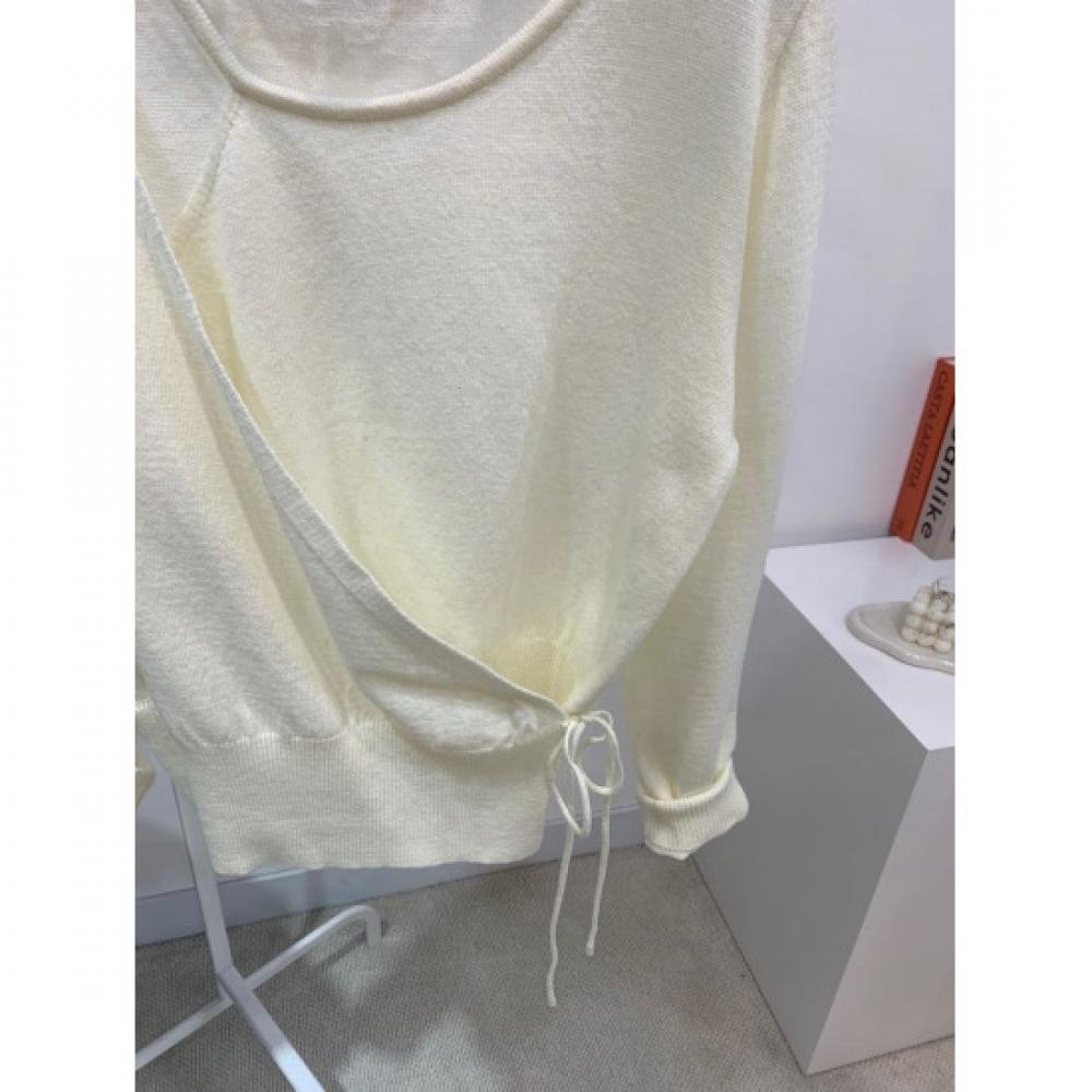 C S In The Room baSiC Wrap StrIng SleeveleSS Long Sleeve Knit 4Color