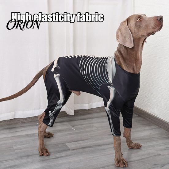 Comfortable Dog Outfit for Party Skeleton Costume, Print Four-legged Outfit, Spooky Funny Suit Cool Pullover Shirt Halloween Cosplay Costume
