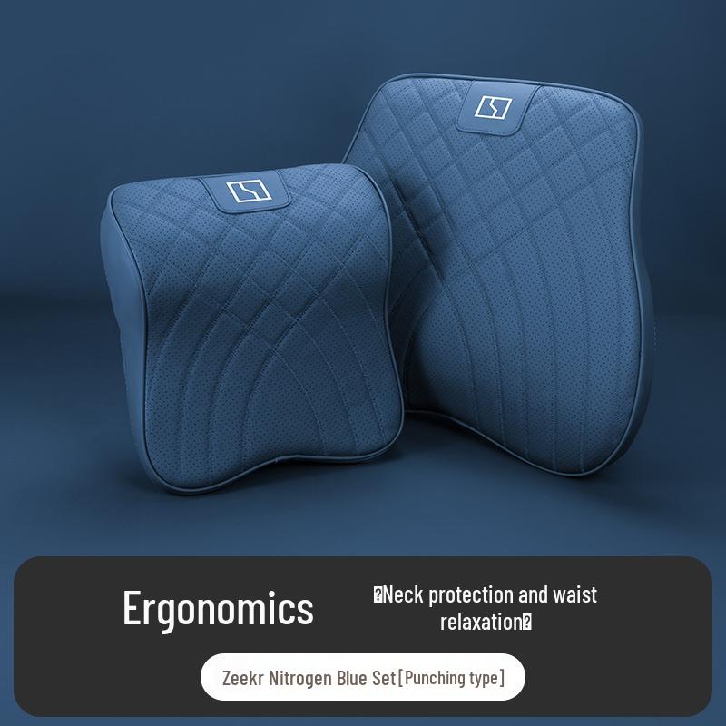 Zeekr 007/001 Car Headrest & Lumbar Support: Original Nitrogen Blue Neck Pillow & Interior Decoration.