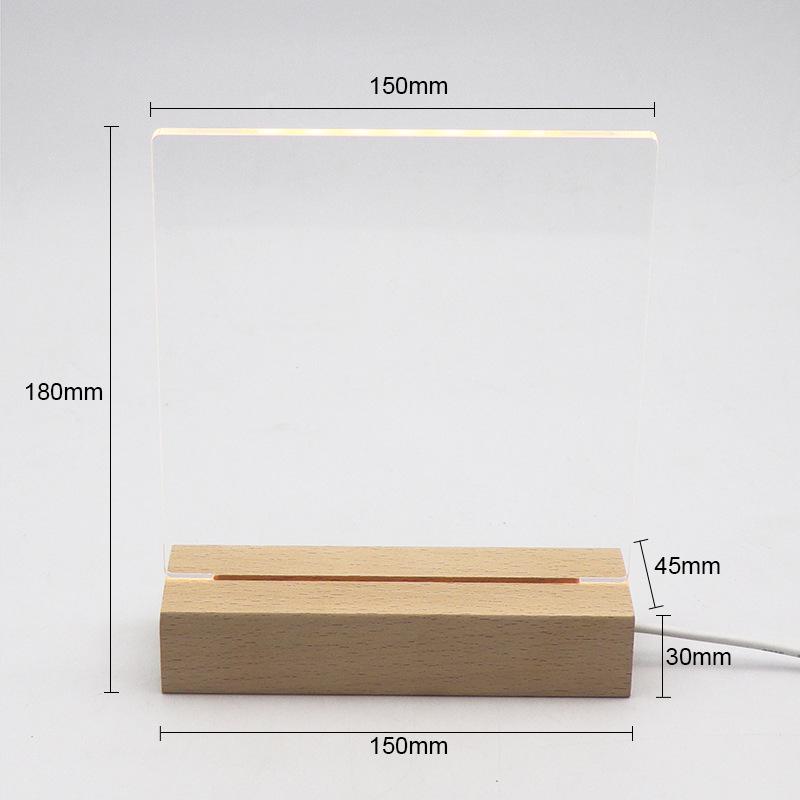 3D High-Transparency Atmosphere Night Light In Beech Wood with Uncarved Acrylic Board