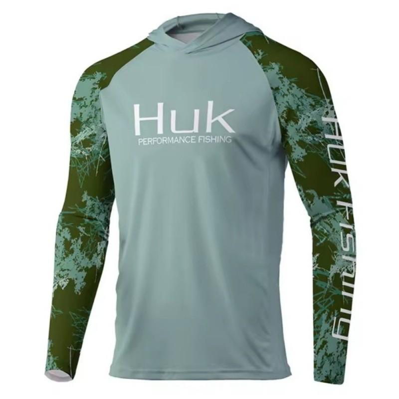 Mens Quick-Dry Fishing Hoodie UV Protection Long Sleeve Breathable Performance T-Shirt Outdoor Angling Summer Fall