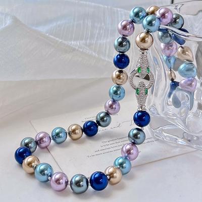 Vintage Natürliche Süßwasserperle Lapislazuli Citrin Design Sinn Schlüsselbein Kette Halskette Halskette