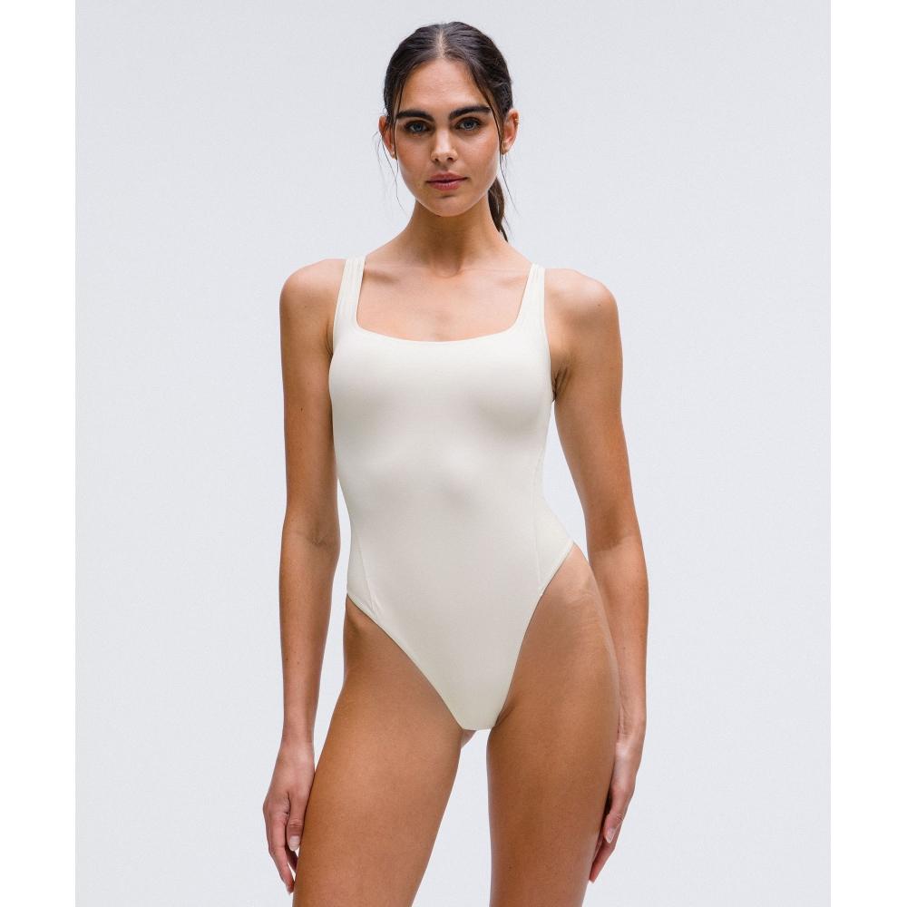 

Lululemon Wundermost Ultra Soft Nulu Square Neck Sleeveless Bodysuit Bone XXS