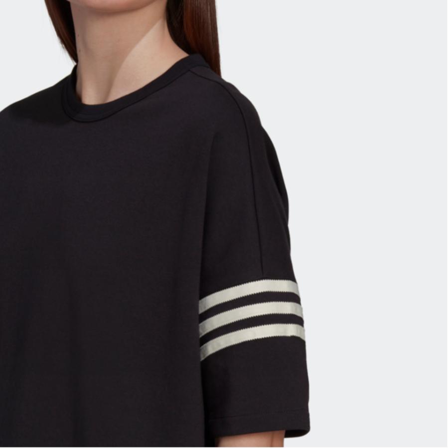 Adidas Originals Trefoil Striped Crew Neck Straight Cut Short Sleeve Dress Women Dress Black HM1773