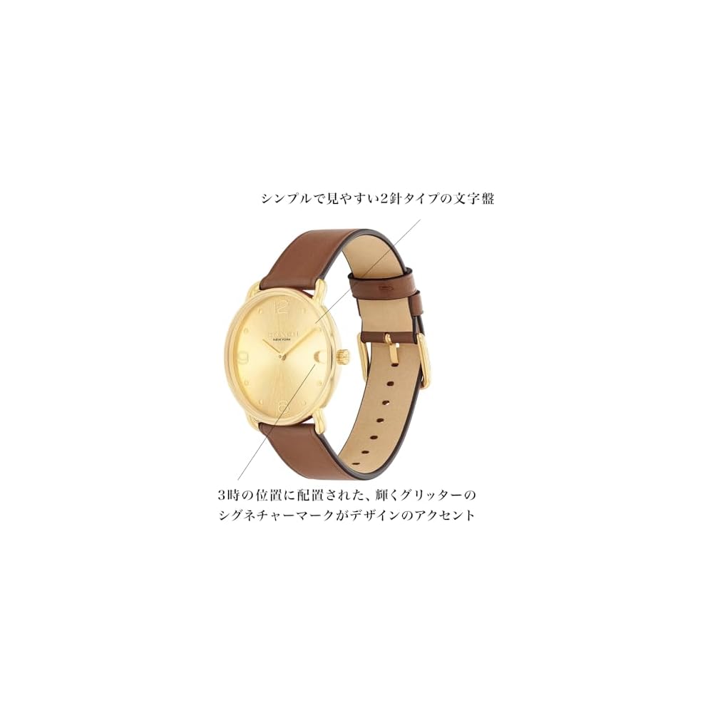 Coach Elliot Women's Watch Gold Dial Brown Leather Strap 14504201