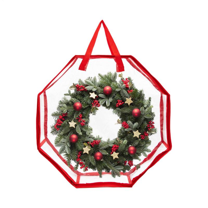 

Christmas Wreath Storage Bag Clear Window Artificial Wreath Storage Holder With Zipper Sturdy Carry Handles Tear Resistant PVC brazil