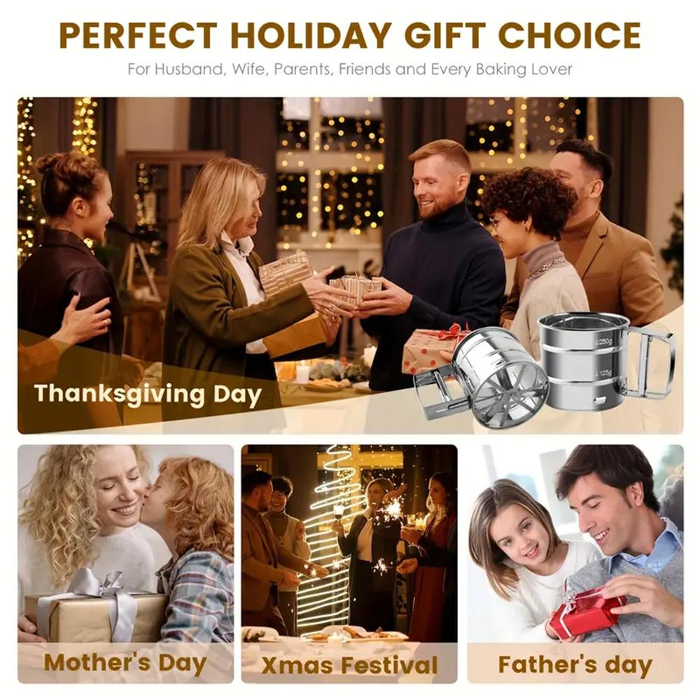 Stainless Steel Flours Sieve Cup With Handle Rust-Proof Powder Mesh Sifter For Kitchen Home