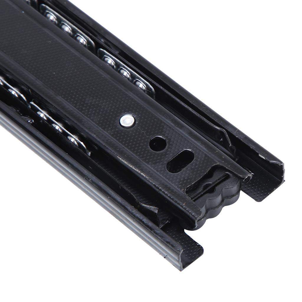 1 Pair Cold Rolled Steel Black 8 Inch Drawer Sliding Rail with 3-Section Ball Bearing