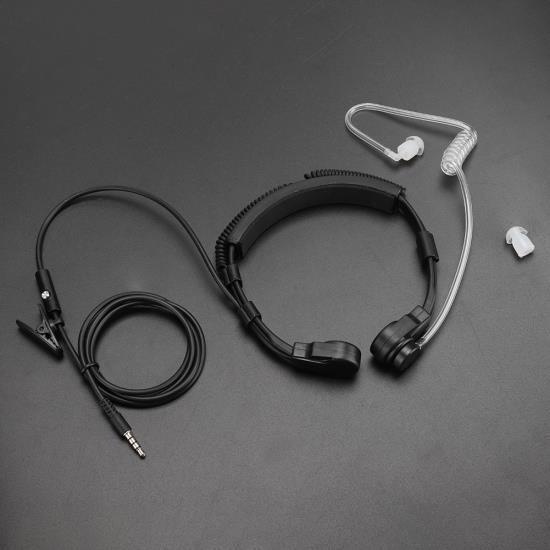 3.5mm Throat Mic Microphone Earphone PTT Adjustable Concealed Air Conduit for Smartphone