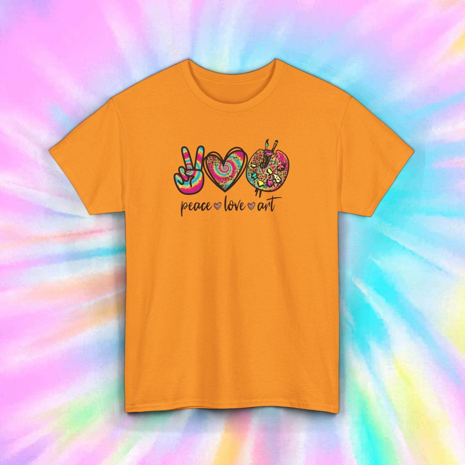 Peace Love Art T-Shirt Mens Womens Tees Top | Colorful Artist Graphic Tee S-5XL 2XL