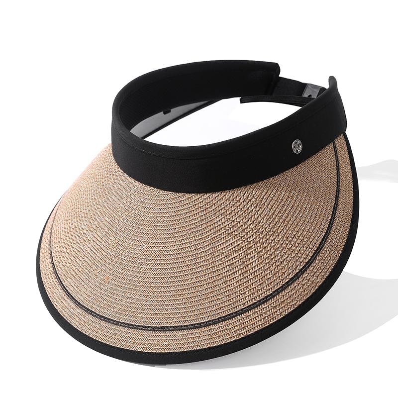 

Sun hat for women s summer sun protection cover face, large brim to show face, small straw woven empty top UV protection foldable sun hat Adult (55-59cm)