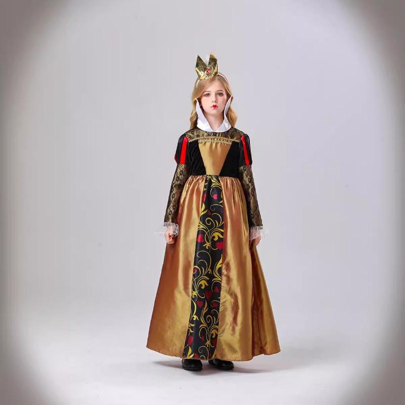 New Dream Wonderland Peach Heart Queen Dress Retro Court Dress Halloween Poison Queen Girls Dress