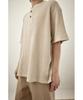 YOUTH Waffle Henley Neck H/S T-Shirt - Light Beige