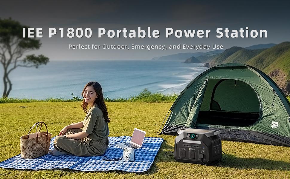 IEE P1800 1800W Portable Power Station, 1024Wh LiFePO4 Battery Solar Generator, 11 Output Ports, 1.2 Hours Fast Charging, App Control