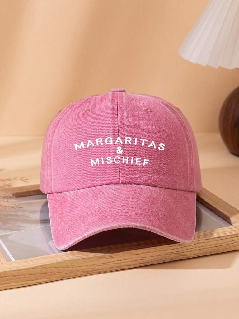 Margaritas & Mischief Graphic Print Baseball Cap Casual Retro Adjustable Sun Hat