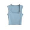 Women's Square Neck Sleeveless Crop Tank Top Slim Fit Solid Basic Camisole Shirt