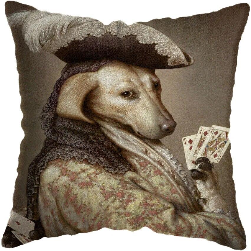 Vintage maleri Katt Hund Dyr Putetrekk Bil Dekor Putetrekk Hjem Sovesofa Putetrekk