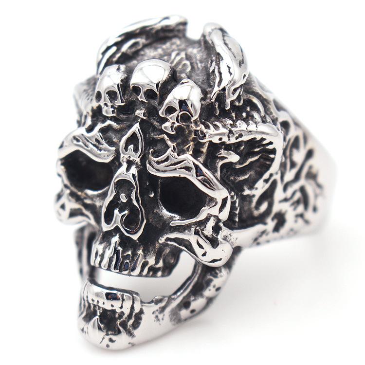 

BAECYT Cattle Demon Skull Ring 316L Stainless Steel Animal Rings For Men Domineering Ring Silver Color Jewelry For Him Gift 13 срібний