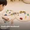 Wooden Train Set Interactive Beech Wood Railway Track Toy with Bridge Safe