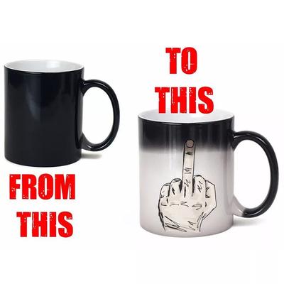 Mittelfinger Magische Hitzesensitive Kaffeetassen Lustige Farbwechseltasse Geschenk für Freund 350ml Keramik