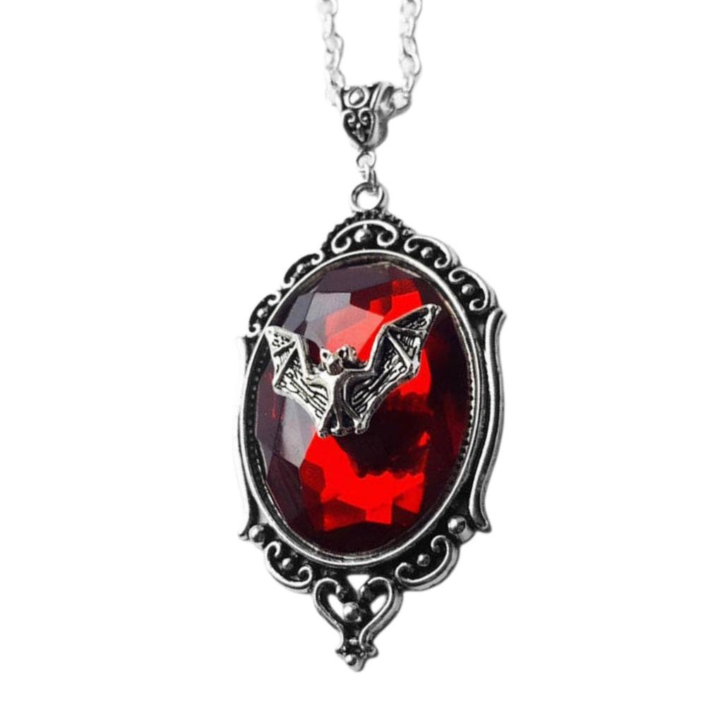 Gothic Bat Pendant Necklace With Red Jewelry Charm For Vintage Style Jewelry Lovers