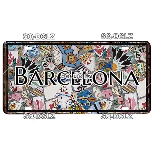 Europe City Plate Metal Sign - Vintage Tin Wall Decor for Bar