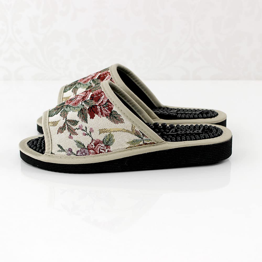 Healthy Gobelin Rose Made in Healthy Slippers Sandals, Pattern, Japan, (Beige)