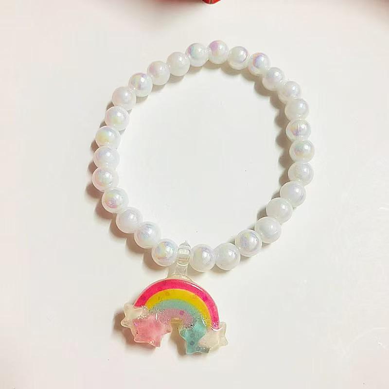 Plum Blossom Smiley Face Elastic Bracelet - Colorful Beaded Jewelry for Women