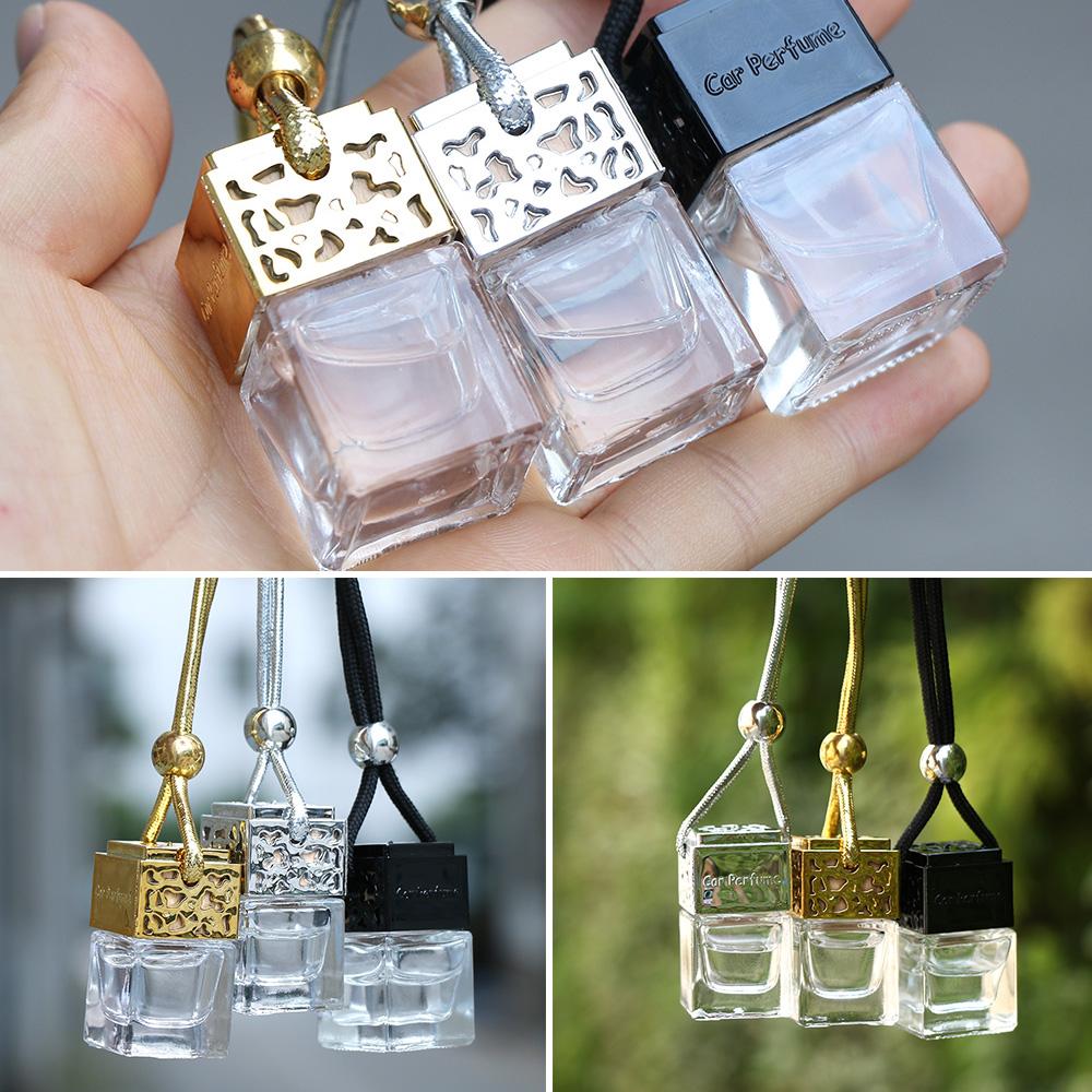 Hanging Empty Car Perfume Bottle Empty Glass Bottles Essential Oils Diffuser Fragrance Air Freshener Auto Ornament Home Decor
