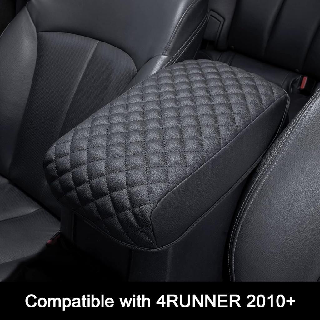 JKCOVER Center Console Armrest Cover Compatible With Toyota 4Runner 2010-  2024 Truck Accessories Premium PU Leather Cushion Protector (Black)