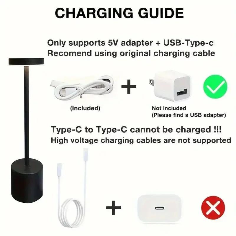 Modern LED Touch Control Metal Table Lamp USB Rechargeable 3-Color Dimmable Desk Light for Bedroom Living Room Office Home Decor