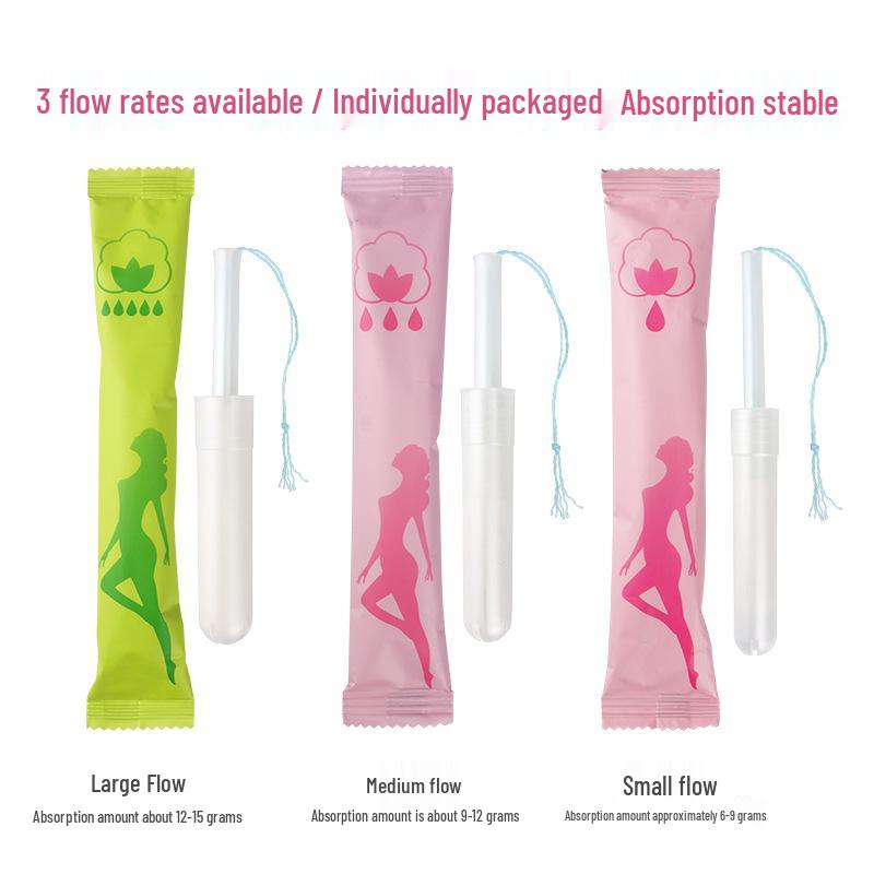 Pure Cotton Tampons with Long Applicator for Women - Heavy, Medium, Light Flow - Swimming Safe