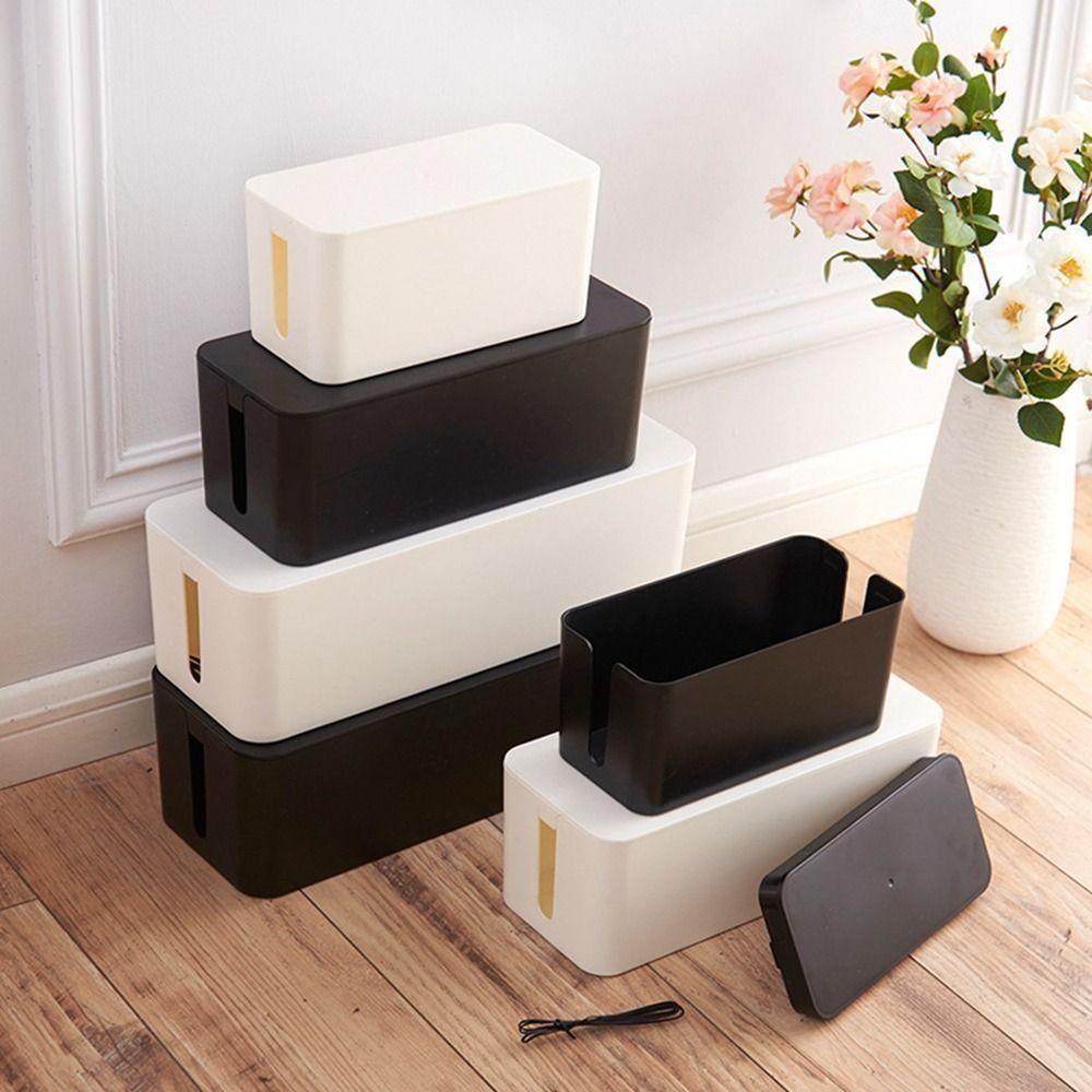 Finishing Hidden Dustproof White Line Storage Bin Power Strip Case Cable Storage Box Wire Case