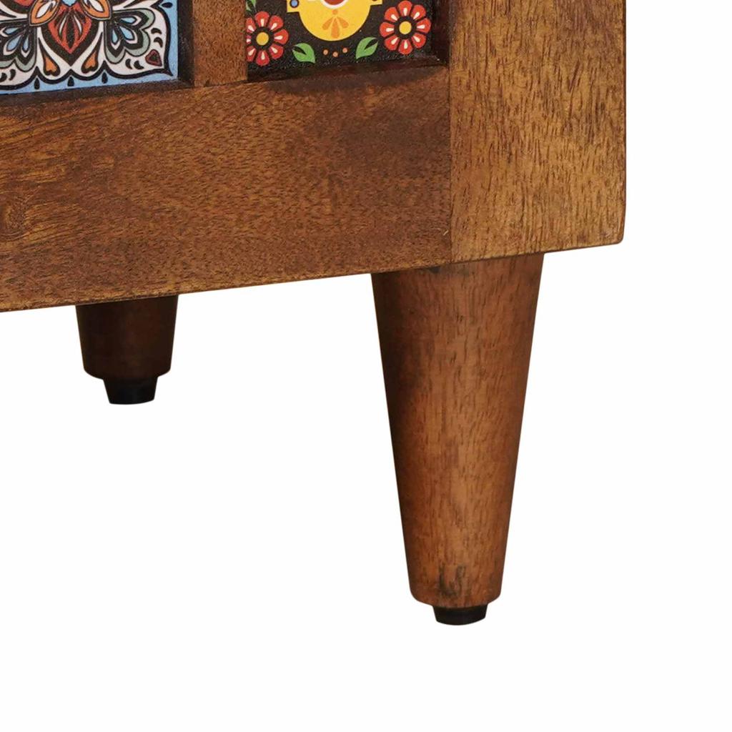 Sideboard with Storage Walnut Finish 60 X 33 X 75 Cm Solid Mango Wood