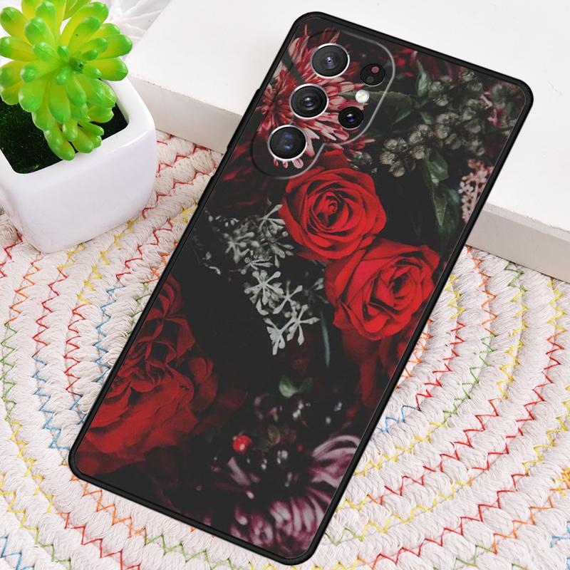 Red Rose TPU Phone Case For Samsung Galaxy note 10 pro S26 S25 S24 S23 S22 Ultra Plus S21 FE S20 Shockproof Cover