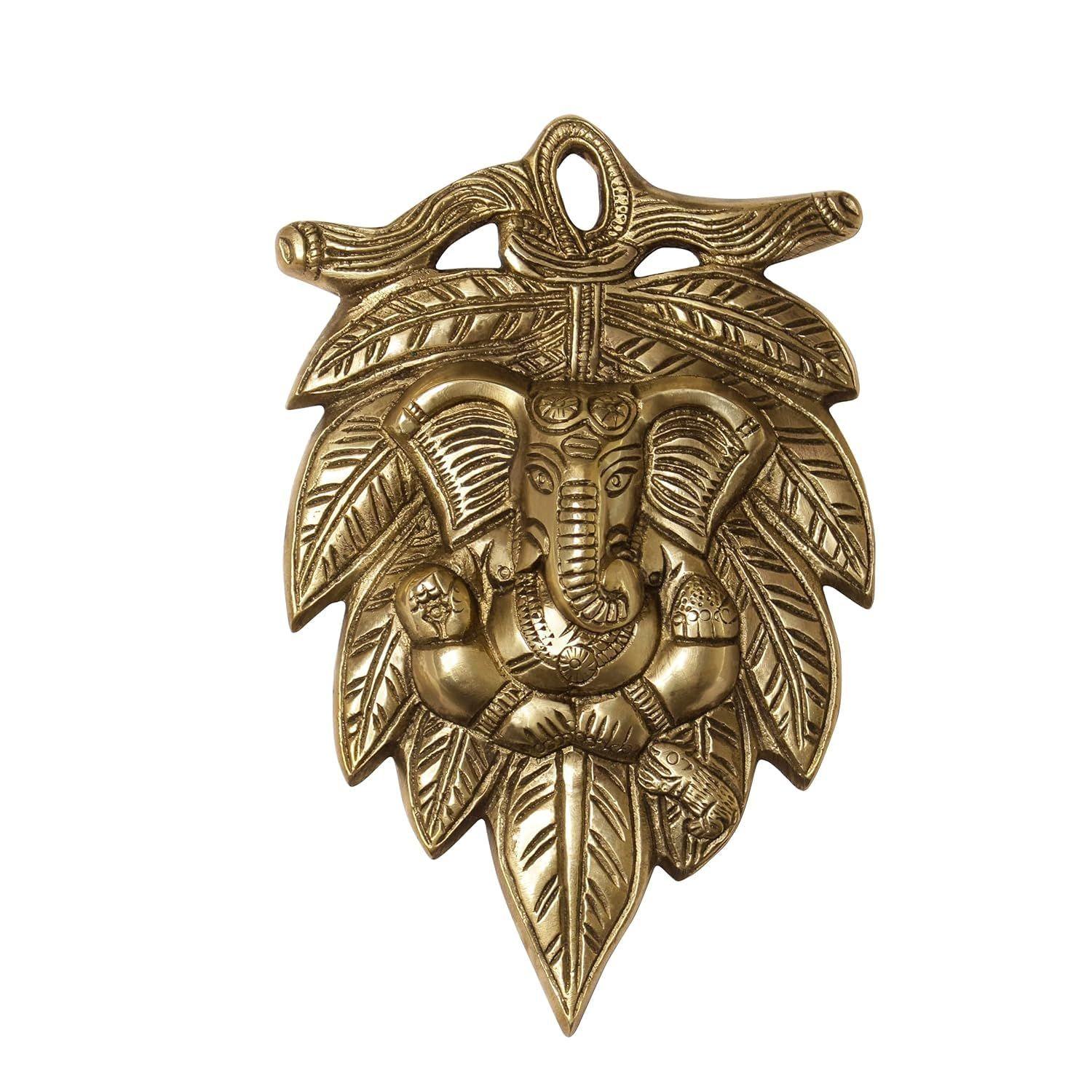 

Латунный Господь Ганеша на Листе Настенный | Подвесная Статуэтка Ганеши | Васту Предметы для Домашнего Декора Подарки |