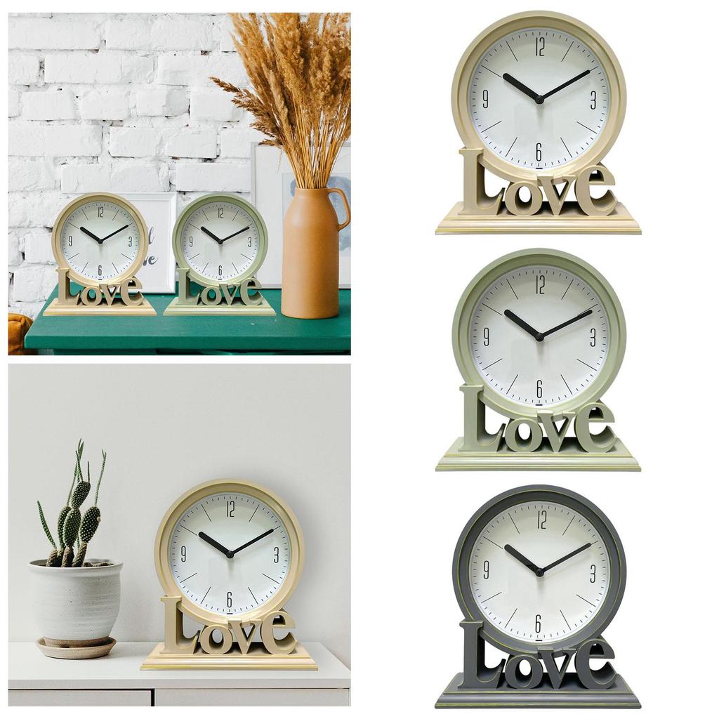 Modern Geometric Table Clock Decor Round Arabic Number Ornament Easy To Read Quartz for Tabletop Countertop Bedside
