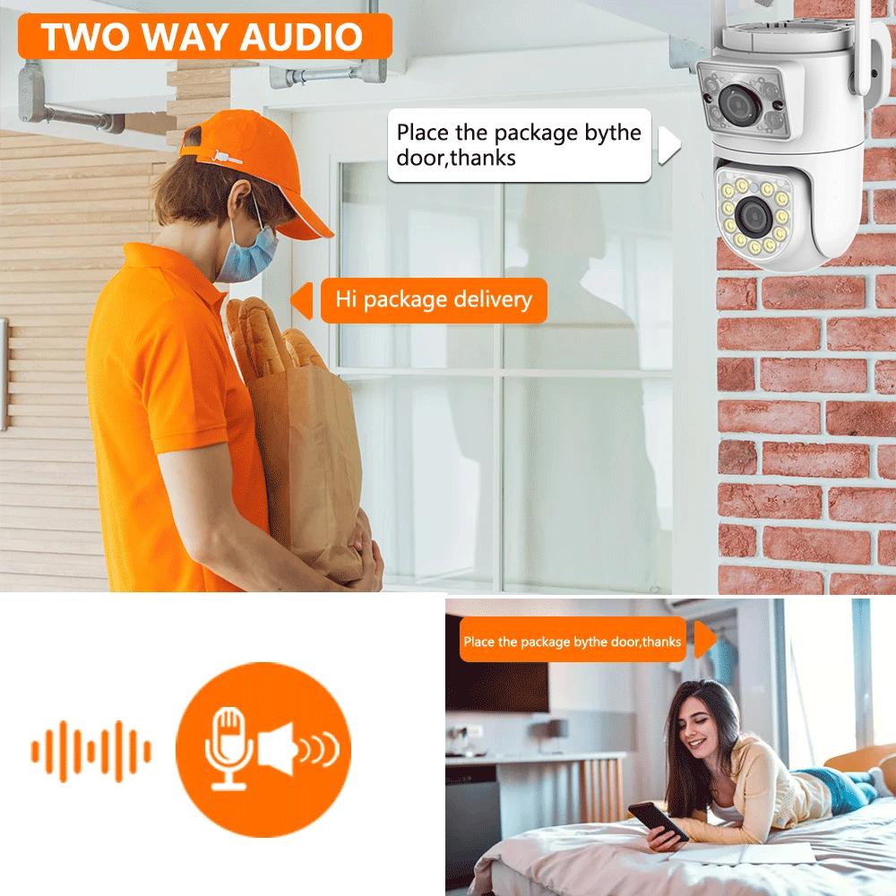 10MP Dual-Lens Wifi Camera Tuya PTZ Outdoor 4K Dual Screen Security Protection IP Cameras Color Night Vision Video Surveillance