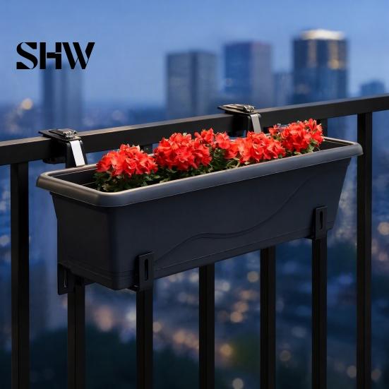 Durable Flower Box Railing Brackets 4Pcs Adjustable Planter Brackets, Stainless Steel Hangers, Balcony No Drill Plant Supports for Fence Railings
