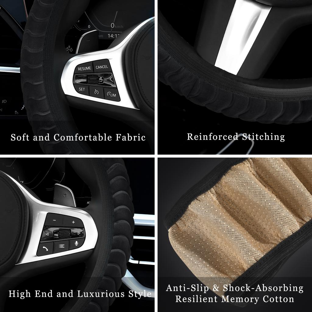 Car Steering Wheel Covers Premium Soft Fur High-density Warm Plush 38CM Auto Steering Wheel Plush Decoration Cover