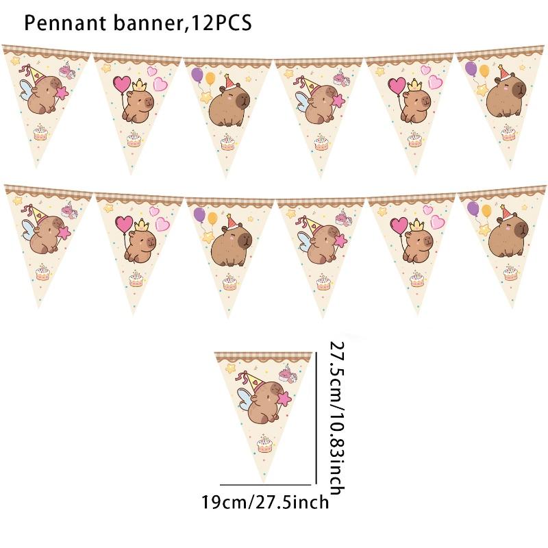 New Capybara Birthday Decoration Capybara Tableware Party Balloons Cups Plate Kit Banner Backdrop Cartoon Deco Supplies Set