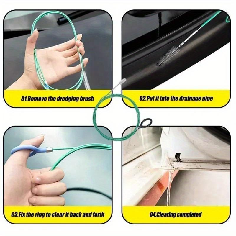 3 Meters Upgraded Car Sunroof Drain Cleaning Tools Brush Pipe Cleaner Thin Unblocker Sunroof Windshield Wiper Drainage Holes