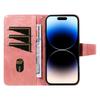 Etui skórzane na iPhone 14 Pro Max Portfel Stojak Wytłaczane Kratki Pokrowiec na telefon ze smyczą