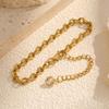 Vnox Women Link Chain Bracelet,Classic Gold Plated Stainless Steel Adjustable Bracelets,Charm Female Jewelry Stone Tail Gifts