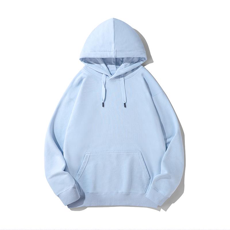 Men's Casual Thick Terry Cloth Hoodie: Heavyweight Pure Cotton Sweatshirt - Loose Fit, Solid Color, American Style for Autumn/Winter.