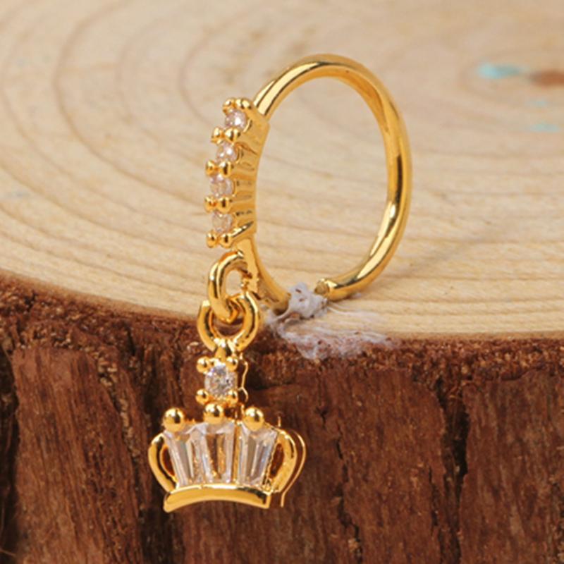 Gold Plated Pendant Nose Ring Hoop for Women Crystal Nose Hoop Protection Jewelry Nose Piercing Cartilage Earring Piercing
